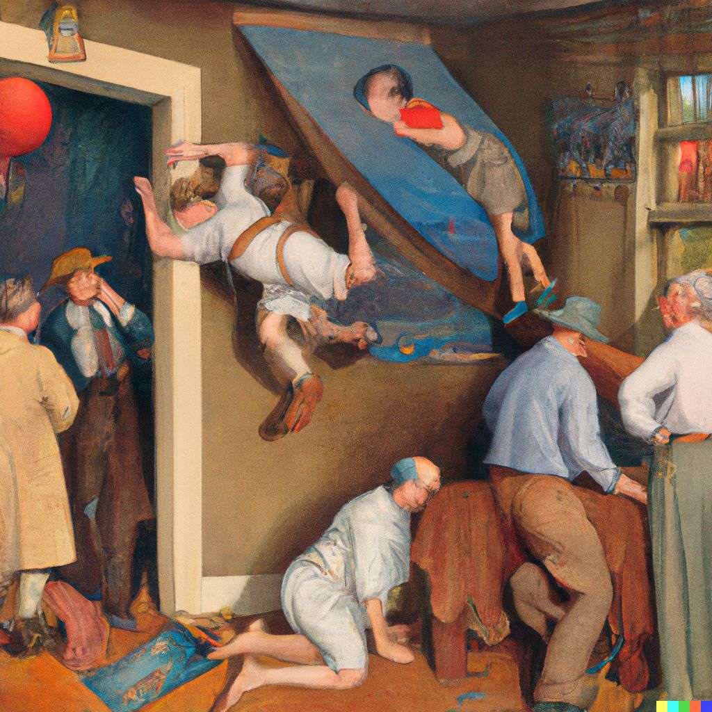the discovery of gravity, painting by Norman Rockwell